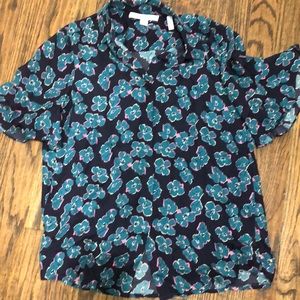 Drape James flower blouse